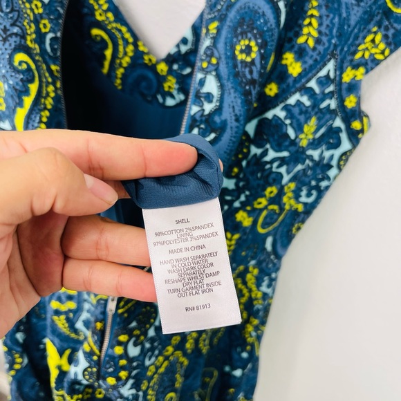 Plenty by Tracy Reese “Melanie” Blue Paisley Print Floral Fit and Flare Dress 6 - Picture 5 of 5